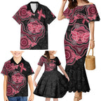 Australia Indigenous Mother's Day Family Matching Mermaid Dress and Hawaiian Shirt Aboriginal Breast Cancer Ribbon