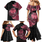 Australia Indigenous Mother's Day Family Matching Mermaid Dress and Hawaiian Shirt Aboriginal Breast Cancer Ribbon