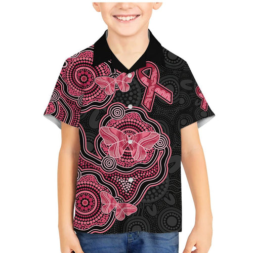 Australia Indigenous Mother's Day Family Matching Mermaid Dress and Hawaiian Shirt Aboriginal Breast Cancer Ribbon