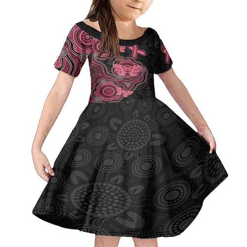 Australia Indigenous Mother's Day Family Matching Off The Shoulder Long Sleeve Dress and Hawaiian Shirt Aboriginal Breast Cancer Ribbon