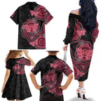 Australia Indigenous Mother's Day Family Matching Off The Shoulder Long Sleeve Dress and Hawaiian Shirt Aboriginal Breast Cancer Ribbon