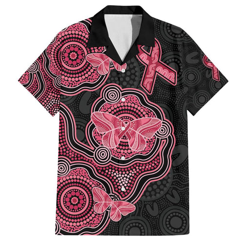 Australia Indigenous Mother's Day Family Matching Off Shoulder Short Dress and Hawaiian Shirt Aboriginal Breast Cancer Ribbon