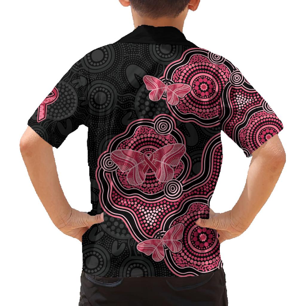 Australia Indigenous Mother's Day Family Matching Puletasi and Hawaiian Shirt Aboriginal Breast Cancer Ribbon