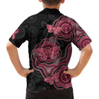 Australia Indigenous Mother's Day Family Matching Short Sleeve Bodycon Dress and Hawaiian Shirt Aboriginal Breast Cancer Ribbon
