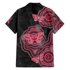 Australia Indigenous Mother's Day Family Matching Short Sleeve Bodycon Dress and Hawaiian Shirt Aboriginal Breast Cancer Ribbon