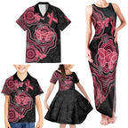 Australia Indigenous Mother's Day Family Matching Tank Maxi Dress and Hawaiian Shirt Aboriginal Breast Cancer Ribbon