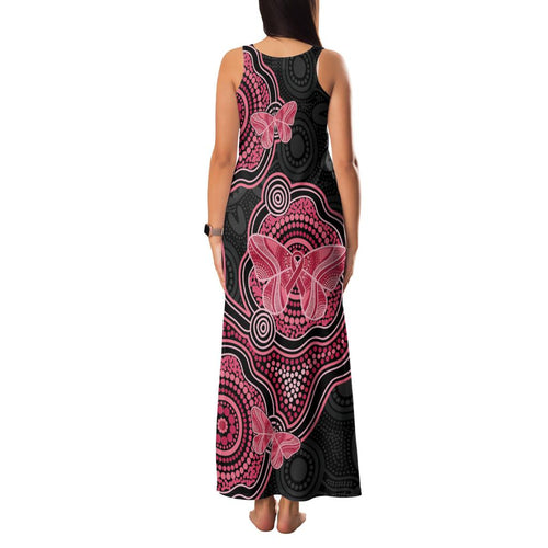 Australia Indigenous Mother's Day Family Matching Tank Maxi Dress and Hawaiian Shirt Aboriginal Breast Cancer Ribbon