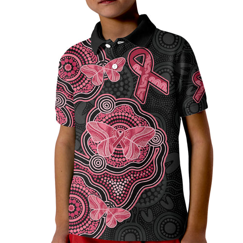 Australia Indigenous Mother's Day Kid Polo Shirt Aboriginal Breast Cancer Ribbon