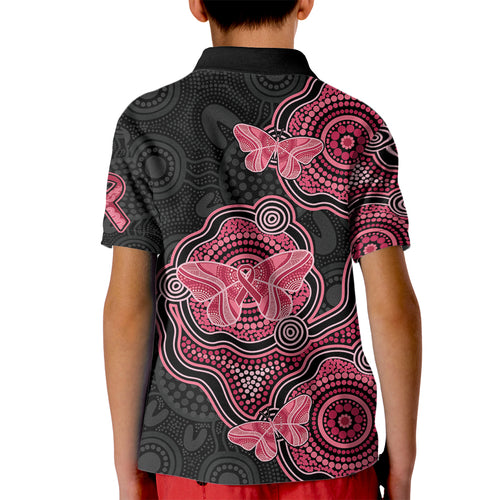 Australia Indigenous Mother's Day Kid Polo Shirt Aboriginal Breast Cancer Ribbon