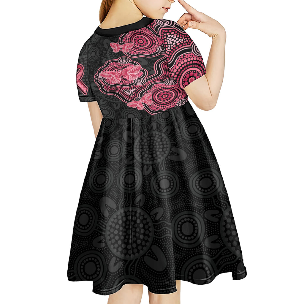 Australia Indigenous Mother's Day Kid Short Sleeve Dress Aboriginal Breast Cancer Ribbon