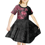 Australia Indigenous Mother's Day Kid Short Sleeve Dress Aboriginal Breast Cancer Ribbon