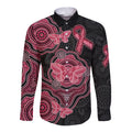 Australia Indigenous Mother's Day Long Sleeve Button Shirt Aboriginal Breast Cancer Ribbon