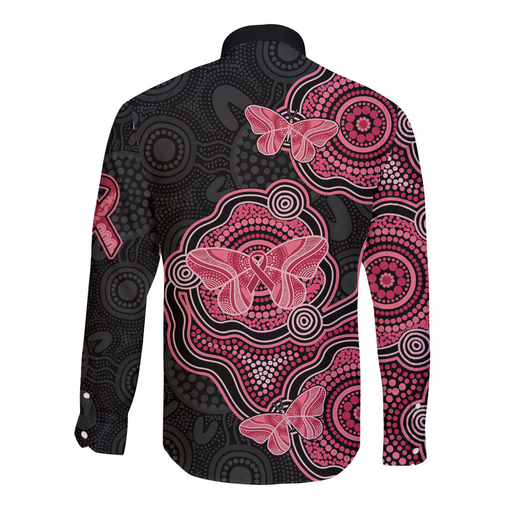 Australia Indigenous Mother's Day Long Sleeve Button Shirt Aboriginal Breast Cancer Ribbon
