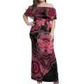 Australia Indigenous Mother's Day Off Shoulder Maxi Dress Aboriginal Breast Cancer Ribbon