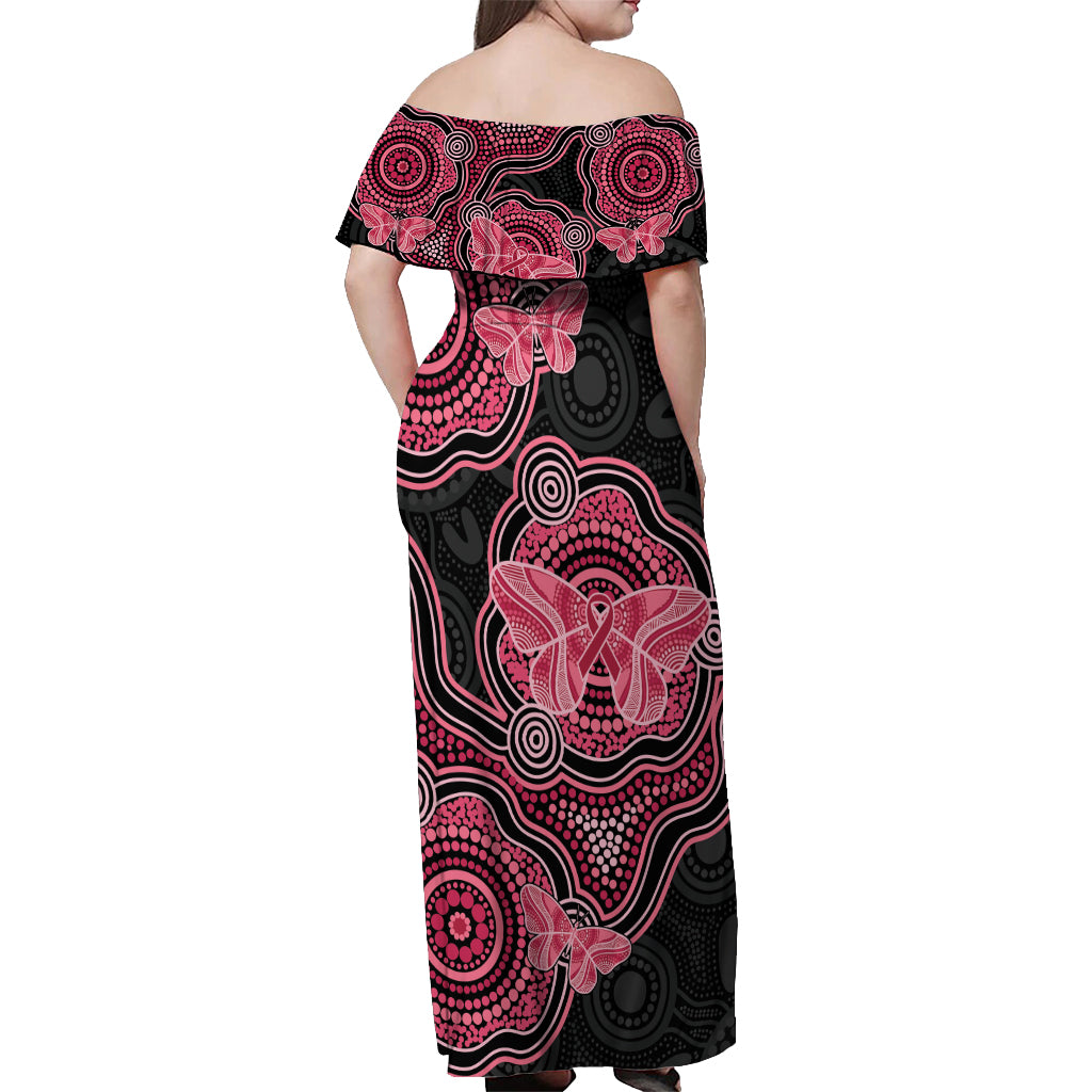 Australia Indigenous Mother's Day Off Shoulder Maxi Dress Aboriginal Breast Cancer Ribbon
