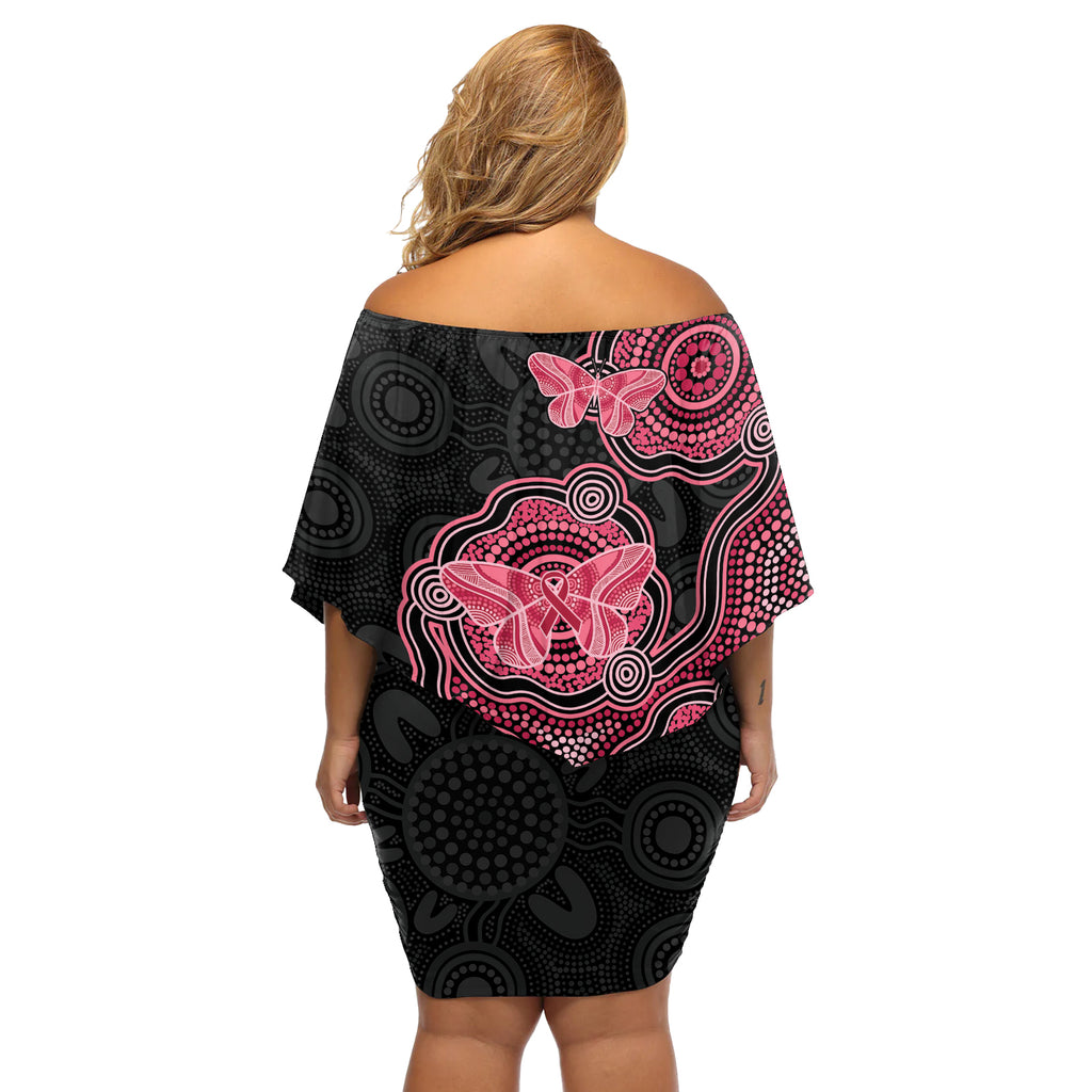 Australia Indigenous Mother's Day Off Shoulder Short Dress Aboriginal Breast Cancer Ribbon