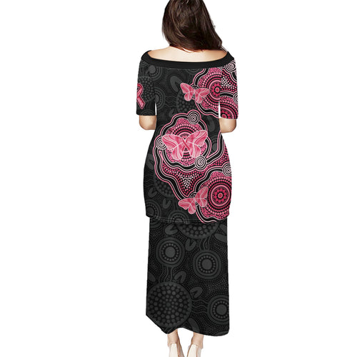 Australia Indigenous Mother's Day Puletasi Aboriginal Breast Cancer Ribbon