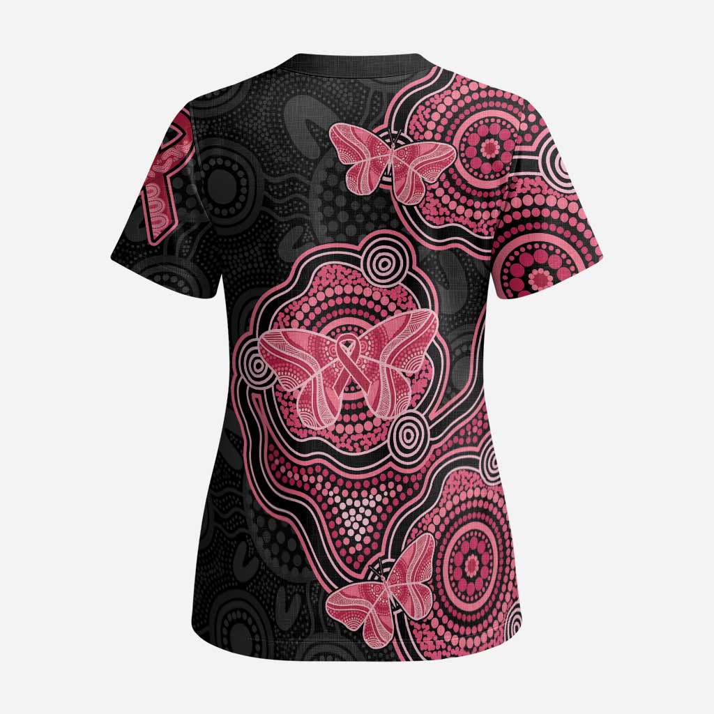 Australia Indigenous Mother's Day Scrub Top Aboriginal Breast Cancer Ribbon - Aussie Hoodie