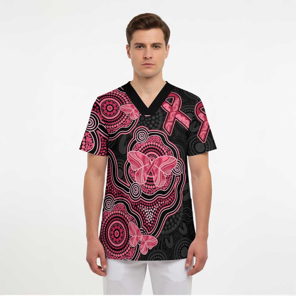 Australia Indigenous Mother's Day Scrub Top Aboriginal Breast Cancer Ribbon - Aussie Hoodie