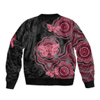 Australia Indigenous Mother's Day Sleeve Zip Bomber Jacket Aboriginal Breast Cancer Ribbon