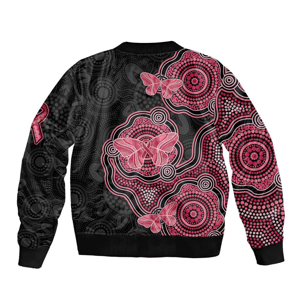 Australia Indigenous Mother's Day Sleeve Zip Bomber Jacket Aboriginal Breast Cancer Ribbon