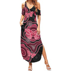 Australia Indigenous Mother's Day Summer Maxi Dress Aboriginal Breast Cancer Ribbon