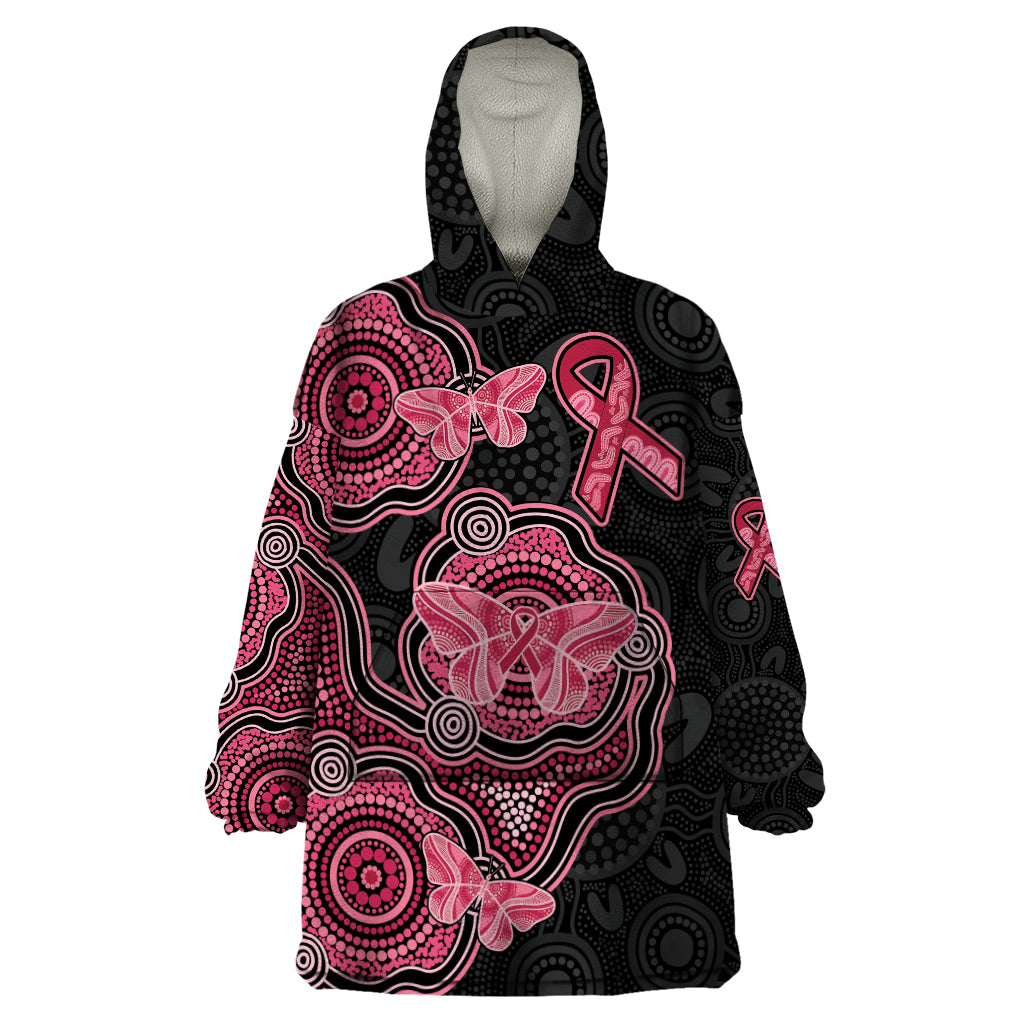 Australia Indigenous Mother's Day Wearable Blanket Hoodie Aboriginal Breast Cancer Ribbon