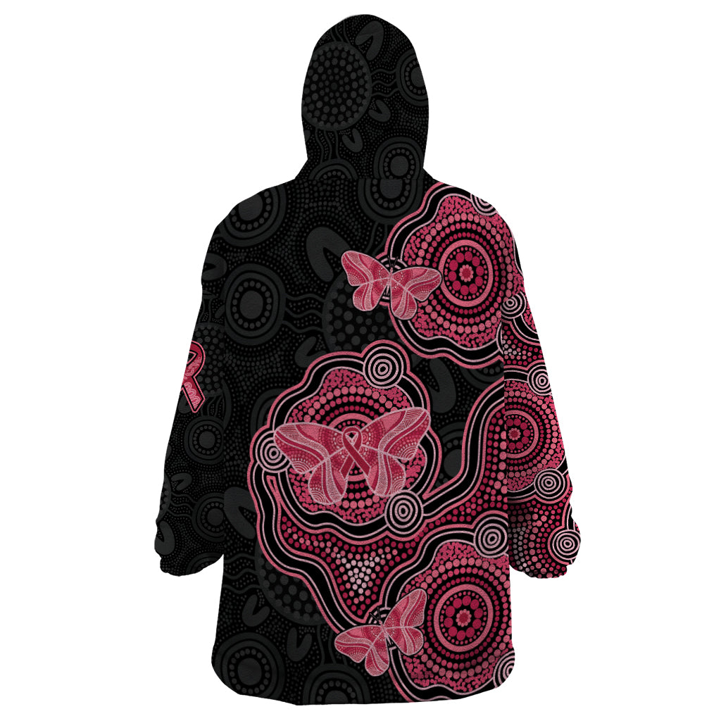 Australia Indigenous Mother's Day Wearable Blanket Hoodie Aboriginal Breast Cancer Ribbon