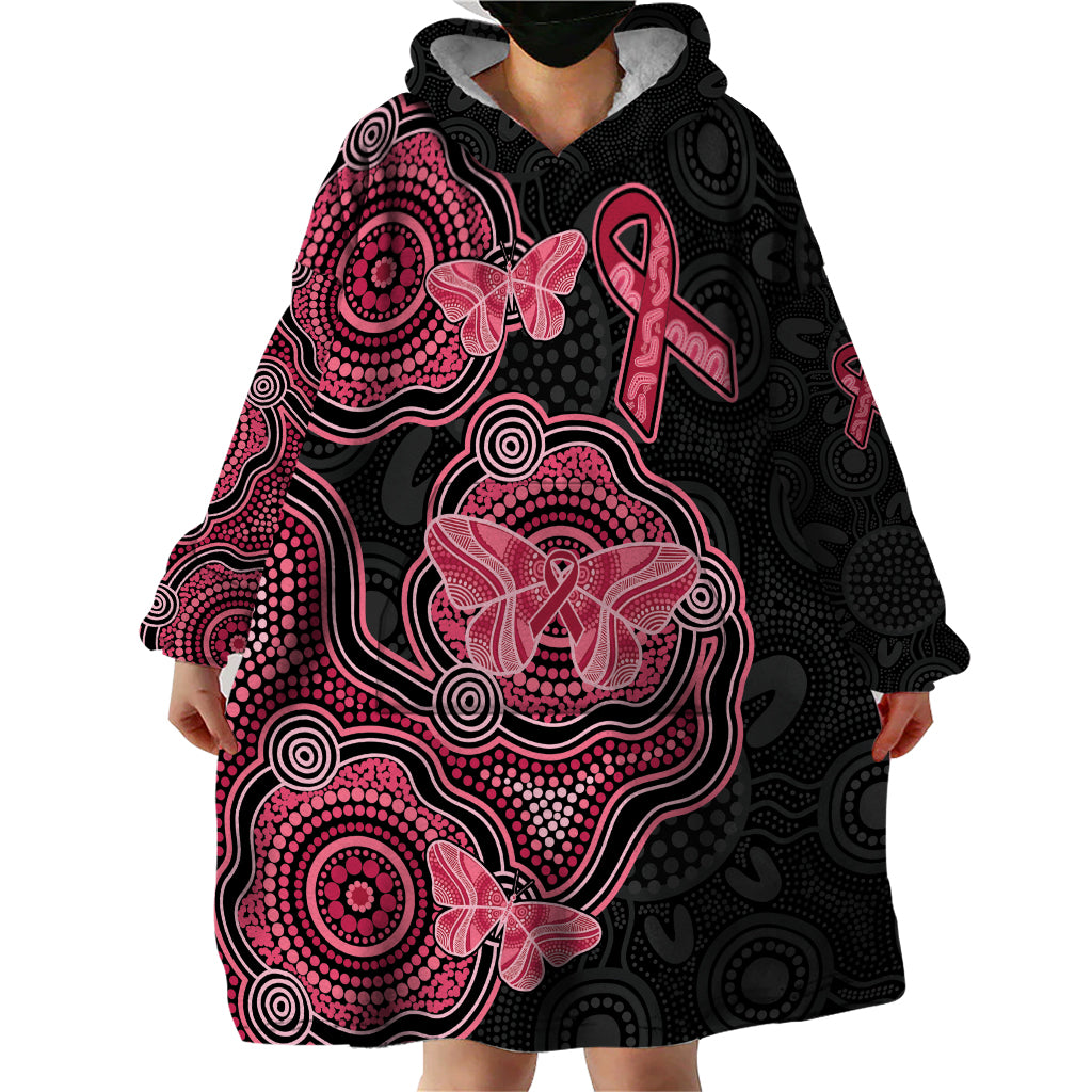 Australia Indigenous Mother's Day Wearable Blanket Hoodie Aboriginal Breast Cancer Ribbon