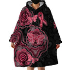 Australia Indigenous Mother's Day Wearable Blanket Hoodie Aboriginal Breast Cancer Ribbon