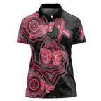Australia Indigenous Mother's Day Women Polo Shirt Aboriginal Breast Cancer Ribbon