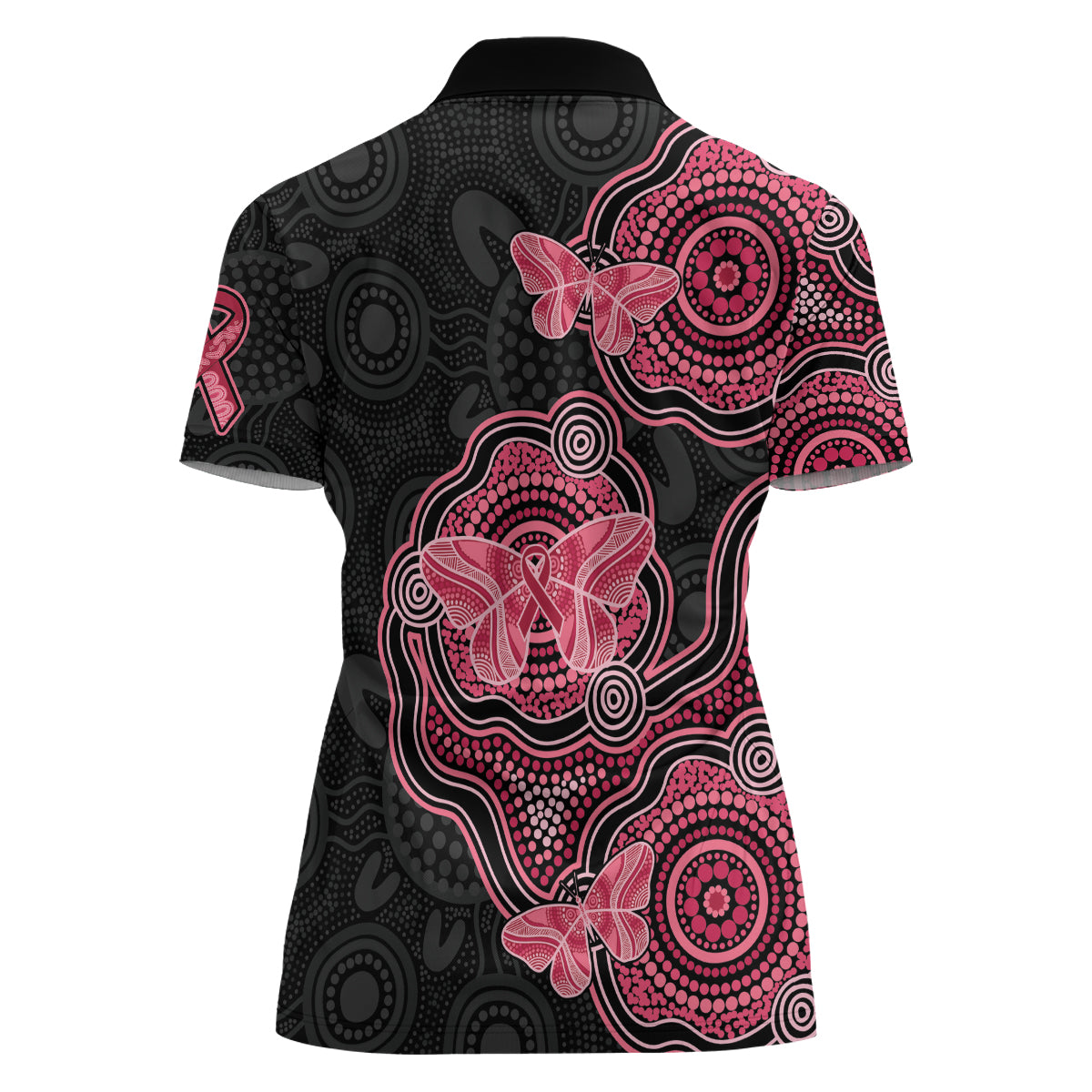 Australia Indigenous Mother's Day Women Polo Shirt Aboriginal Breast Cancer Ribbon
