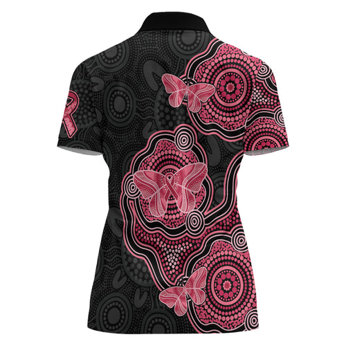 Australia Indigenous Mother's Day Women Polo Shirt Aboriginal Breast Cancer Ribbon
