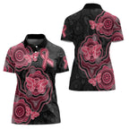 Australia Indigenous Mother's Day Women Polo Shirt Aboriginal Breast Cancer Ribbon
