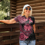 Australia Indigenous Mother's Day Women Polo Shirt Aboriginal Breast Cancer Ribbon