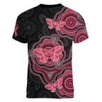 Australia Indigenous Mother's Day Women V-Neck T-Shirt Aboriginal Breast Cancer Ribbon