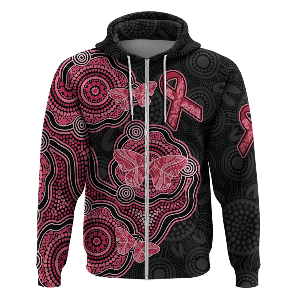 Australia Indigenous Mother's Day Zip Hoodie Aboriginal Breast Cancer Ribbon
