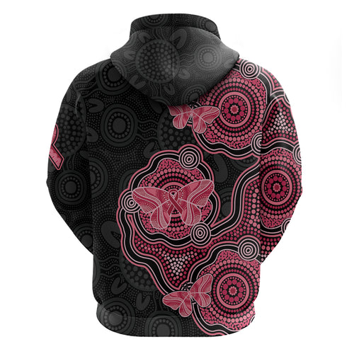 Australia Indigenous Mother's Day Zip Hoodie Aboriginal Breast Cancer Ribbon