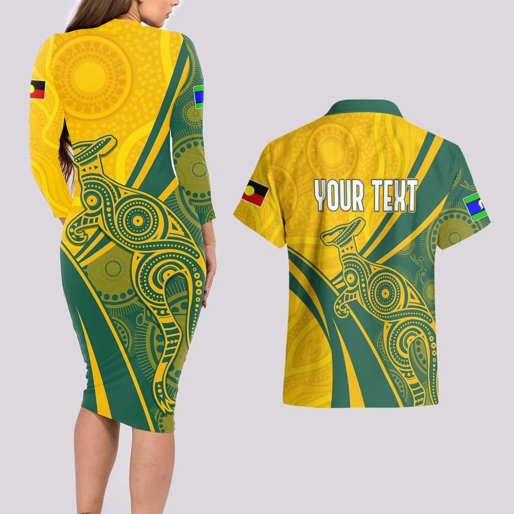 personalised-australia-soccer-matildas-indigenous-couples-matching-long-sleeve-bodycon-dress-and-hawaiian-shirt-world-cup-2023