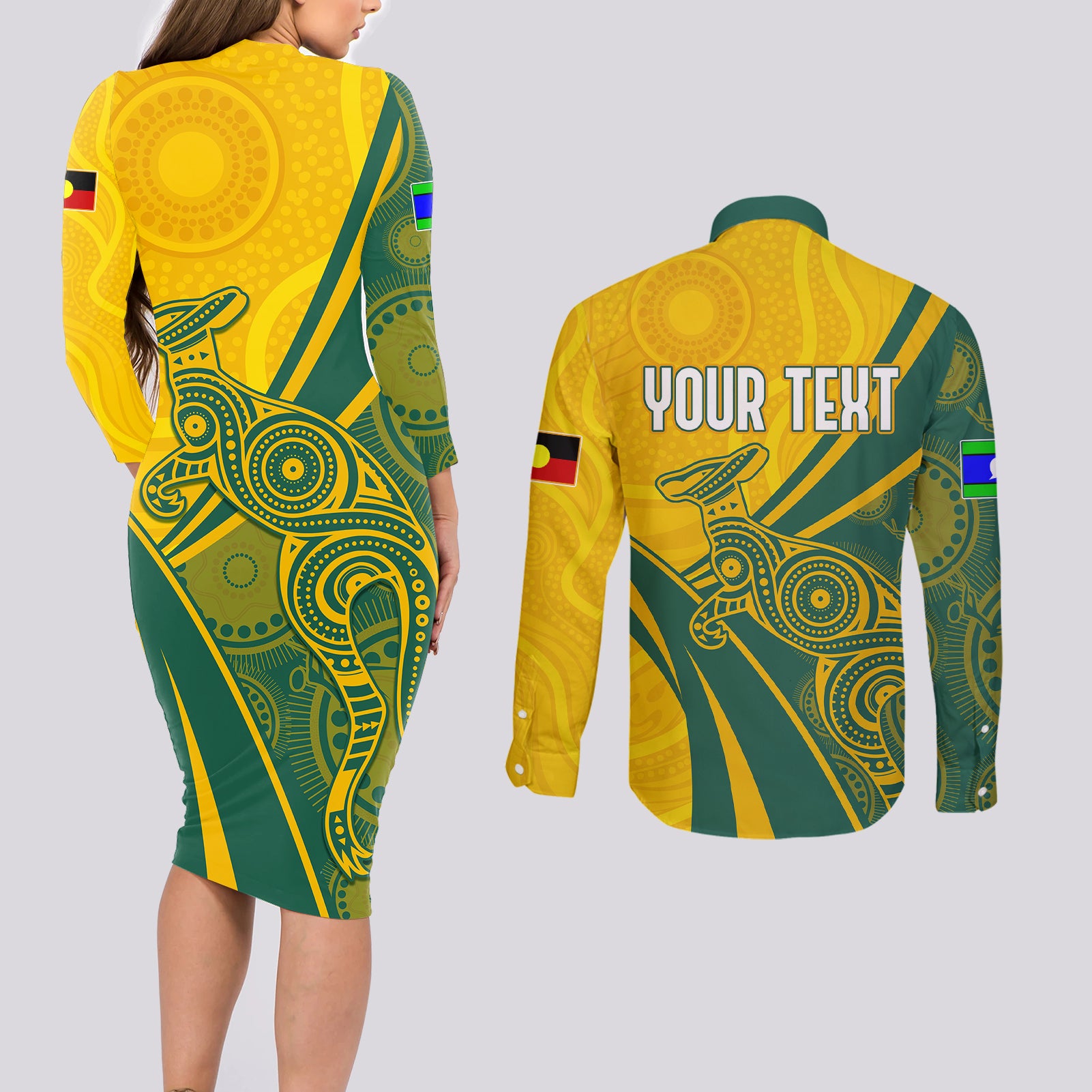 personalised-australia-soccer-matildas-indigenous-couples-matching-long-sleeve-bodycon-dress-and-long-sleeve-button-shirts-world-cup-2023