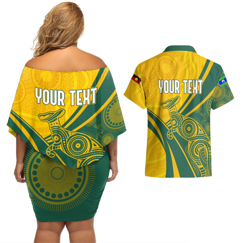 personalised-australia-soccer-matildas-indigenous-couples-matching-off-shoulder-short-dress-and-hawaiian-shirt-world-cup-2023