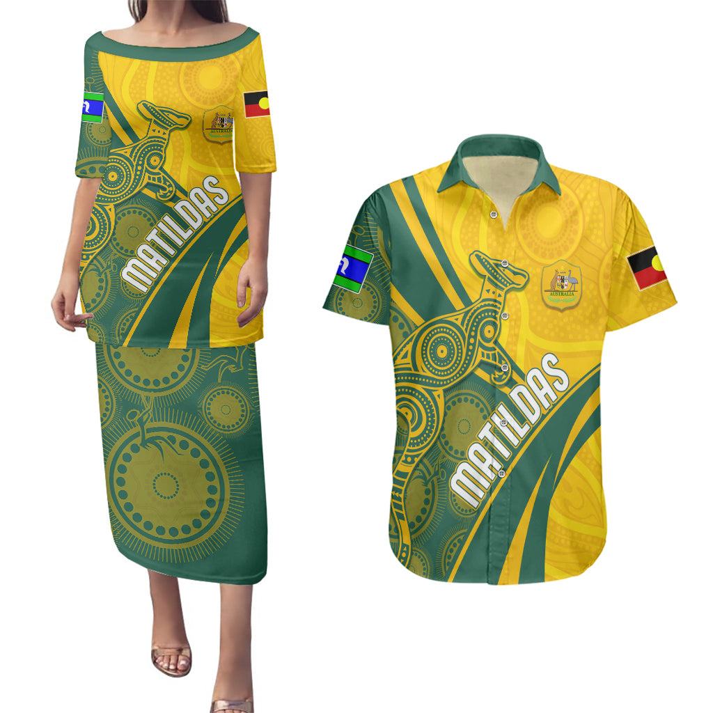 personalised-australia-soccer-matildas-indigenous-couples-matching-puletasi-dress-and-hawaiian-shirt-world-cup-2023