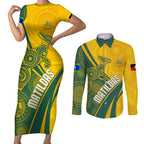 personalised-australia-soccer-matildas-indigenous-couples-matching-short-sleeve-bodycon-dress-and-long-sleeve-button-shirts-world-cup-2023