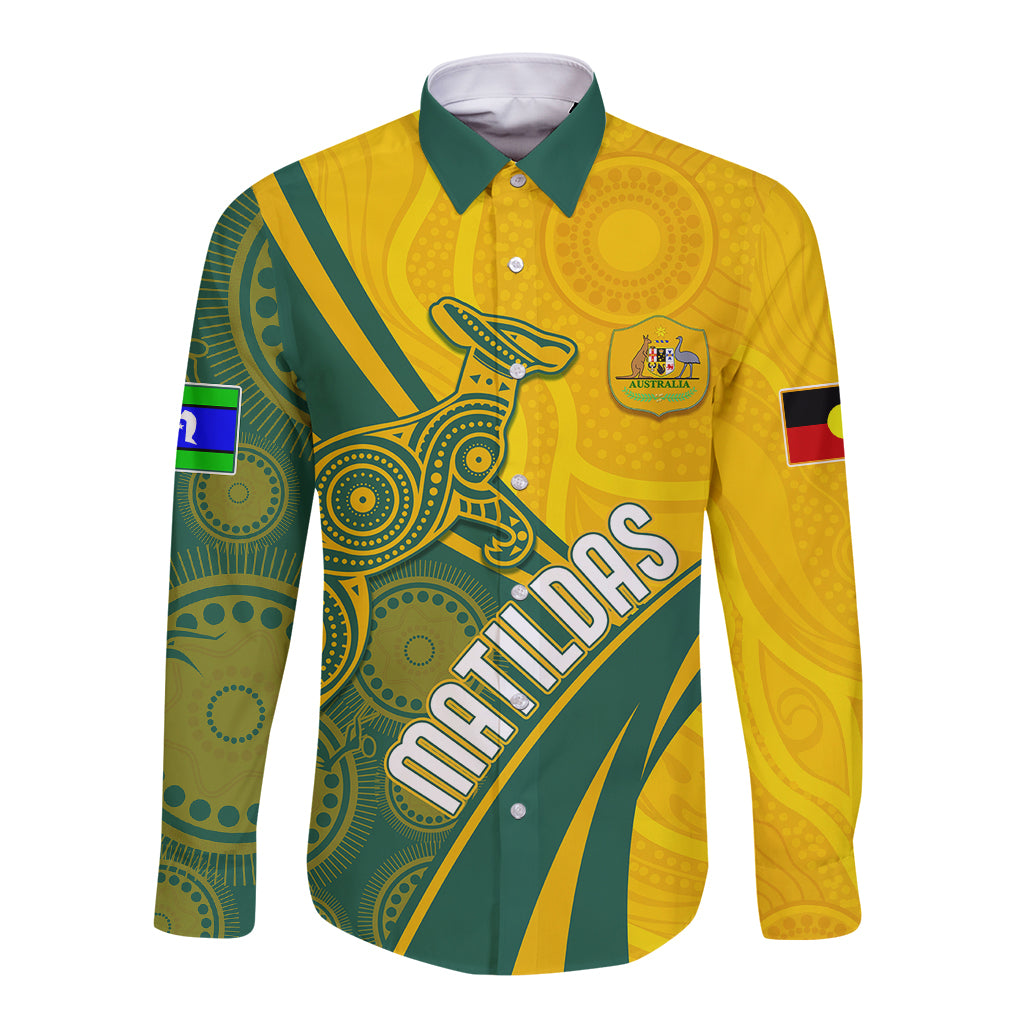 personalised-australia-soccer-matildas-indigenous-long-sleeve-button-shirt-world-cup-2023