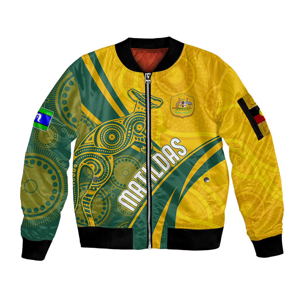 personalised-australia-soccer-matildas-indigenous-sleeve-zip-bomber-jacket-world-cup-2023