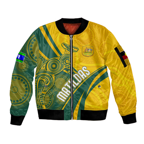 personalised-australia-soccer-matildas-indigenous-sleeve-zip-bomber-jacket-world-cup-2023