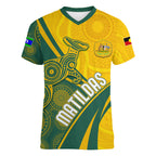 personalised-australia-soccer-matildas-indigenous-women-v-neck-t-shirt-world-cup-2023