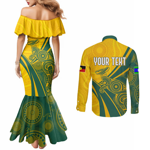personalised-australia-soccer-socceroos-indigenous-couples-matching-mermaid-dress-and-long-sleeve-button-shirts-world-cup-2023
