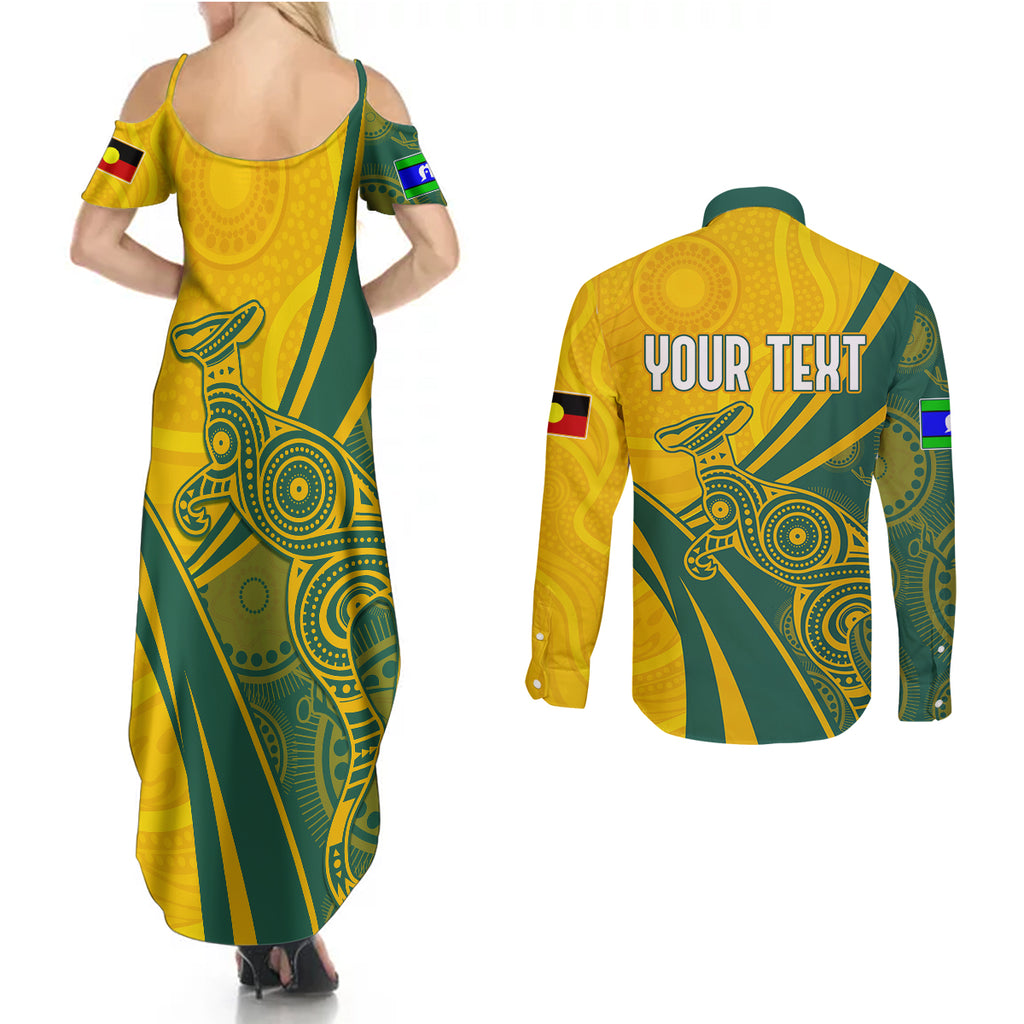 personalised-australia-soccer-socceroos-indigenous-couples-matching-summer-maxi-dress-and-long-sleeve-button-shirts-world-cup-2023