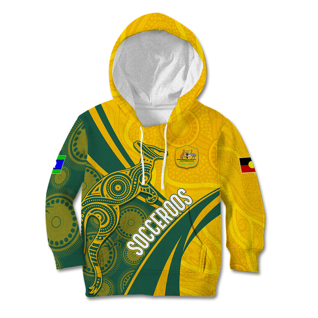 personalised-australia-soccer-socceroos-indigenous-kid-hoodie-world-cup-2023